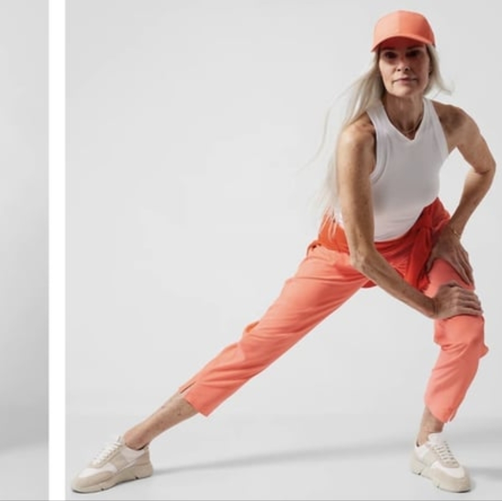 Athleta Brooklyn Ankle Pant Coral Pink Stretch Travel Pants Size 6 - Picture 3 of 11